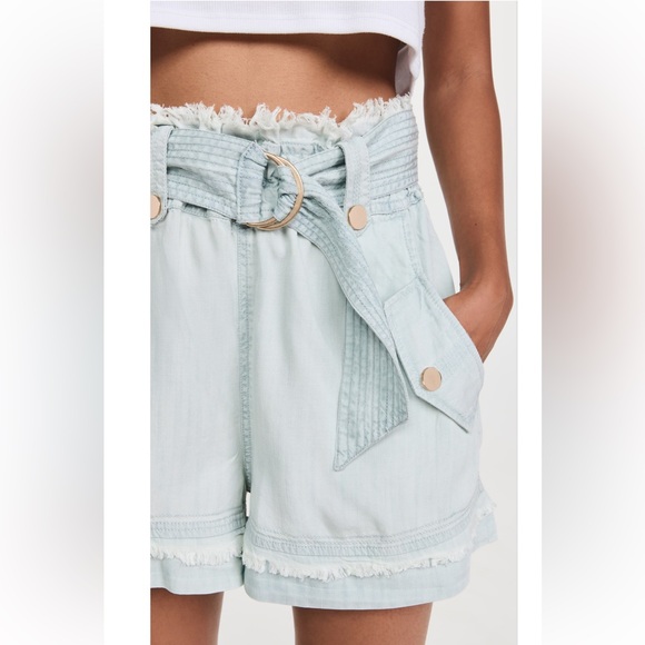 Ramy Brook Belted Paper Bag Giselle Shorts Chambray NWT Size XS - Picture 5 of 13
